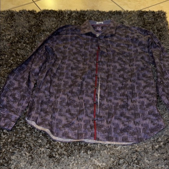 Bugatchi Purple Lightweight Shirt Jacket with Geometric Pattern - Picture 1 of 3